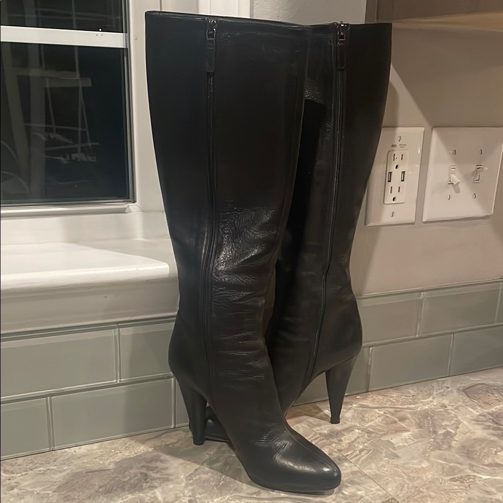 Prada Black Soft Leather Boots 37 1/2 Made in Italy